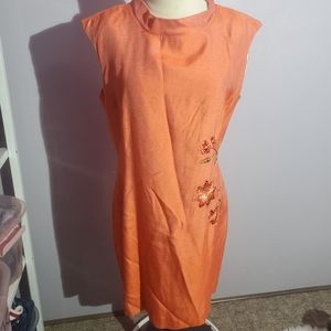 Vintage dj&co orange embroidered dress size 12